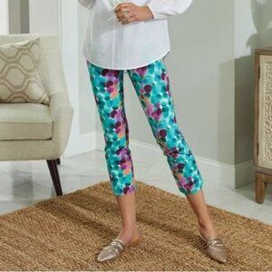 Soft Surroundings Superla Stretch Pull On Dots Straight Leg Crop Pants